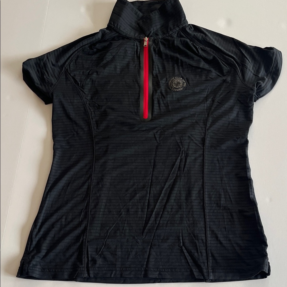Sunice Black Short Sleeve Women's Tee with Red Accent